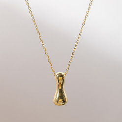 Letter I Brass Chunky Initial Pendant Necklaces, with Stainless Steel Lobster Claw Clasps, Real 14K Gold Plated, Letter I, 17.72~18.90 inch(45~48cm)