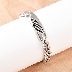 Нержавеющая Сталь Цвет 304 браслеты из нержавеющей стали с кубинскими звеньями для мужчин и женщин, ручная полировка, с эмалью, цвет нержавеющей стали, 8-1/4 дюйм (21 см), ссылка: 13x10x5мм и 46x12x5мм