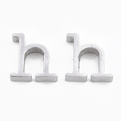 Letter H 304 Stainless Steel Pendants, Stainless Steel Color, Letter, Letter.H, 13x13x3mm, Hole: 1.8mm