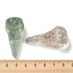 Fluorite Natural Green Fluorite Pendants, Bird Head Skull Charms, 47~49x20~22x20~22mm, Hole: 2~2.5mm