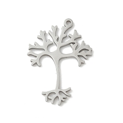 Нержавеющая Сталь Цвет 304 подвески из нержавеющей стали, лазерная резка, очарование дерева, анти-тускнение, цвет нержавеющей стали, 28x20x1 мм, отверстие : 1.5 мм