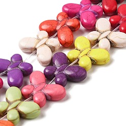 Mixed Color Synthetic Turquoise Dyed Beads Strands, Butterfly, Mixed Color, 15x20x5mm, Hole: 1.5mm, about 35pcs/strand, 14.76''(37.5cm)
