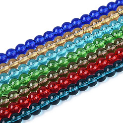 (52) Непрозрачная лаванда Прозрачные стеклянные бусины, круглые, разноцветные, 6~6.5 мм, отверстие : 0.9~1 мм, около 67~70 шт / нитка, 14.76~15.35 дюйм (37.5~39 см)