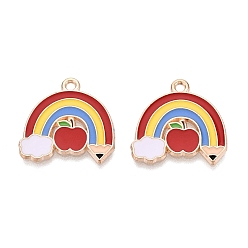 Coloré Pendentifs en émail , Breloques crayon, nuage et pomme, or et de lumière, colorées, 20x20x1mm, Trou: 1.6mm