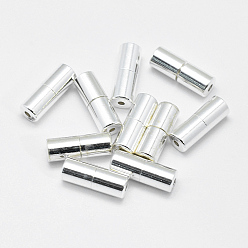 Серебро 925 стерлингового серебра винтовые застежками, колонка, серебряные, 11x4 мм, отверстие : 1 мм