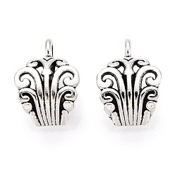 Античное Серебро Цветочные поручни из сплава в тибетском стиле, петля под залог, без кадмия и без свинца, античное серебро, 17x12x8.5 мм, отверстие : 2.5 мм, Около 675 шт / 1000 г