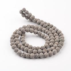 Gray Synthetic Lava Rock Round Beads Strands, Dyed, Gray, 6mm, Hole: 1mm, about 63pcs/strand, 15.7 inch
