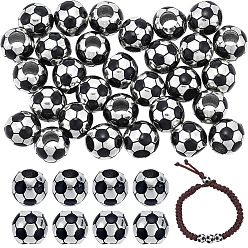 Antique Silver 30Pcs Tibetan Style Alloy European Beads, Football, Large Hole Beads, Antique Silver, 10x9mm, Hole: 4.5mm