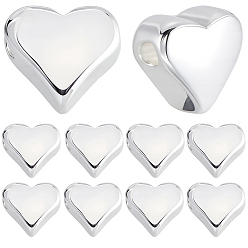 Посеребрённый 30 латунные бусины шт., сердце, 925 серебро покрытием, 5.5x6x3.5 мм, отверстие : 1.5 мм