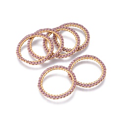 Rosy Brown MIYUKI & TOHO Handmade Japanese Seed Beads, with 304 Stainless Steel Link Rings, Loom Pattern, Ring, Golden, Rosy Brown, 22~23x1.7mm