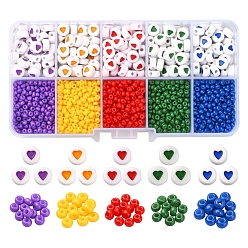 Mixed Color 1800OPcs 10 Style Baking Paint Glass Seed Beads, Opaque Acrylic Beads, Flat Round, Mixed Color, 3~7x1.5~3.5mm, Hole: 1~1.2mm, about 1800pcs/box