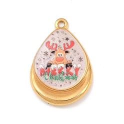 Олень Печатные 304 подвески из нержавеющей стали, рождественские прелести, олень, 28x19x3 мм, отверстие : 1.8 мм