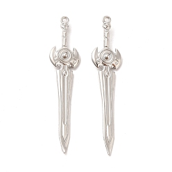 Платина Стойки обшивки сплава большие кулоны, без кадмия, без никеля и без свинца, очарование меча, платина, 59x13x3 мм, отверстие : 1.5 мм
