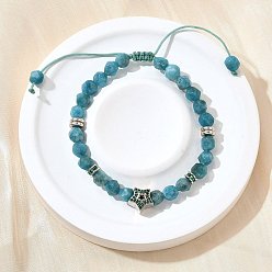 Апатит Латунь бисером браслеты, с кубическим цирконием и натуральным апатитом, без кадмия и без свинца, стойки покрытие, платина, внутренний диаметр: 2~3-1/4 дюйм (5.2~8.3 см)