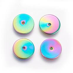 Rainbow Color Ионное покрытие (ip) 304 распорные втулки из нержавеющей стали, диск, Радуга цветов, 6x0.7 мм, отверстие : 1.1 мм
