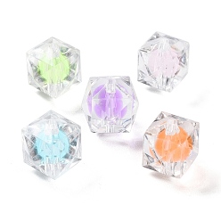 Cube Прозрачного акрилового шарика, кубические, 16x16x15.5 мм, отверстие : 2.5 мм, 217 шт / 500 г
