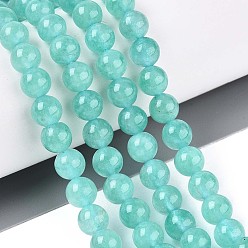 Светлый Морско-зеленый Природного кварца нитей бисера, окрашенные, круглые, светло-зеленый, 6 мм, отверстие : 0.9 мм, около 63~64 шт / нитка, 15.16~15.35'' (38.5~39 см)