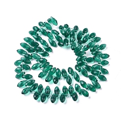 Teal Crystal Glass Beads Strands, Top Drilled Beads, Faceted, Teardrop, Teal, 13x6mm, Hole: 1mm, about 100pcs/strand, 16.5 inch