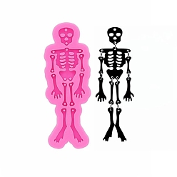 Pearl Pink DIY Human Skeleton Split Pendant Silicone Molds, Resin Casting Molds, for UV Resin & Epoxy Resin Jewelry Making, Pearl Pink, 104x37.5x8mm, Hole: 2mm, Inner Diameter: 15~27x3~26mm