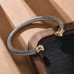 Золотой & Цвет Нержавеющей Стали 304 из нержавеющей стали манжеты браслеты, браслеты с крутящим моментом для женщин, ионное покрытие (ip), золотые и нержавеющая сталь цвет, 3/8 дюйм (0.95 см), внутренний диаметр: 2x2-3/8 дюйм (5.1x6.05 см)