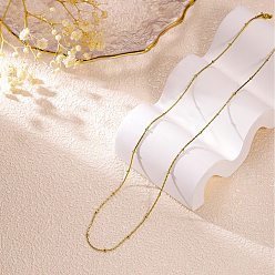 Золотой 2мм 304 ожерелья-спутнички из нержавеющей стали для женщин и мужчин, с бисером, золотые, 15.75 дюйм (40 см)