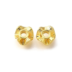 Настоящее золото 18K Spacer бисер латунные, волнистая складка, реальный 18 k позолоченный, 6x2.5 мм, отверстие : 1.5 мм