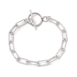 Нержавеющая Сталь Цвет Устойчивый к потускнению 304 браслет из нержавеющей стали с цепочками-скрепками для женщин, цвет нержавеющей стали, 9-1/2 дюйм (24 см)