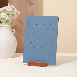 Стально-синий 64-бархатные скошенные подставки для хранения ювелирных изделий и сережек, с деревянным подвалом, прямоугольные, стальной синий, 24x17 см