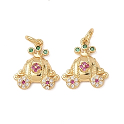 Настоящее золото 18K Латунные микро проложить кубического циркония прелести, подвески для карет, без кадмия и без свинца, стойки покрытие, долговечный, с целью перехода в кольце, реальный 18 k позолоченный, 15x13x3 мм, отверстие : 3.2 мм