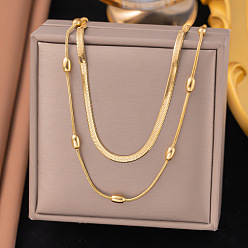 Золотой 304 двухслойные ожерелья из нержавеющей стали в виде змеи для женщин, золотые, 14.57 дюйм (37 см)