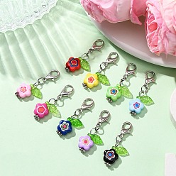 Платина Подвеска из акрилового цветка, Сплав с застежками, платина, 31.5 мм