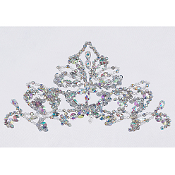 Farbig Applikationen aus Strass und Kunststoffperlen, mit Messing-Befund, Nähen Sie Ornament-Accessoires, klar ab, 120x215x6 mm