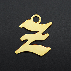 Letter Z 201 прелести нержавеющей стали, лазерная резка, буквы, золотые, letter.z, z: 8.5x7x1 мм, отверстие : 1.2 мм
