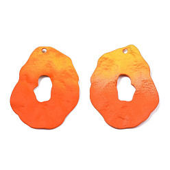 Dark Orange Spray Painted Iron Pendants, Nuggets, Dark Orange, 44x34x4mm, Hole: 1.5mm