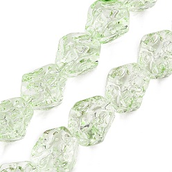 Бледно-Зеленый Стеклянные бусины с гальваническим покрытием , самородки, бледно-зеленый, 13.5~14x13~13.5x10 мм, отверстие : 1 мм, около 45 шт / нитка, 24.21 дюйм (61.5 см)