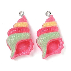 Другие Непрозрачные подвески смолы, с платиново-железными петлями, форма раковины, 34x19.5x9 мм, отверстие : 2 мм