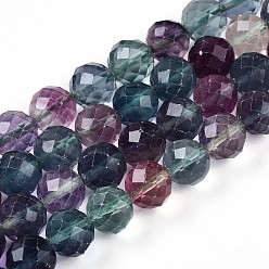 Флюорит Естественные радужные бутиковые бусины, круглый с гранями, 9.5~10x9.5~10 мм, отверстие : 1 мм, около 40 шт / нитка, 15.35'' (39 см)