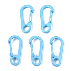 Светло-Голубой Окрашенные распылением пружинные кольца из сплава, защелкивающееся кольцо, без кадмия, без никеля и без свинца, Небесно-голубой, 31.5x14.5x7 мм, отверстие : 5.5 мм
