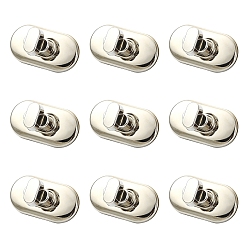 Platinum 10 Sets Alloy Bag Tuck Lock Clasp, Purse Thumb Press Closure, Platinum, 3.5x1.85x0.3cm, Hole: 14.5x7.5mm
