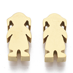 Doré  304 billes d'acier inoxydable, fille, or, 12x6x3mm, Trou: 2mm