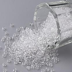 White Glass Seed Beads, Transparent, Round, White, 12/0, 2mm, Hole: 1mm, about 30000 beads/pound
