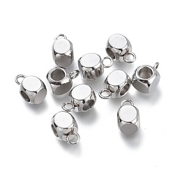 Нержавеющая Сталь Цвет Не тускнеет 304 дужки из нержавеющей стали, петля под залог, кубик бусины залог, цвет нержавеющей стали, 7.5x5x5 мм, отверстие : 1.6 мм, внутренний диаметр: 3 мм