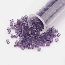 Medium Purple 11/0 Two Cut Round Hole Glass Seed Beads, Hexagon, Transparent Colours, Medium Purple, 2x2mm, Hole: 0.5mm, about 41000pcs/pound