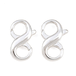 Silver Brass Double-Sided Lobster Clasp for Jewelry Making, Long-Lasting Plated, Rack Plating, Silver, 15x9x3.5mm