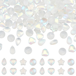 Белый Комплекты фурнитуры из стеклянных и синтетических бусин из лунного камня, разнообразные, белые, 8x8.5x4 мм, отверстие : 1 мм, 200 шт / комплект