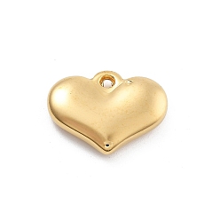 Настоящее золото 18K 304 прелести нержавеющей стали, вакуумное покрытие pvd, шарма сердца, реальный 18 k позолоченный, 11x15x3 мм, отверстие : 1 мм