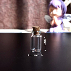 Прозрачный Миниатюрные стеклянные бутылки, с пробками, желающие бутылки, для аксессуаров для кукольного домика, притворяясь опорными украшениями, колонка, прозрачные, 13x24 мм