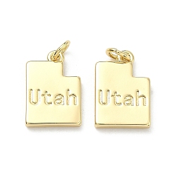 Настоящее золото 18K Латунные подвески, самородки с подвесками со словом «Юта», долговечный, стойки покрытие, без свинца и без кадмия, реальный 18 k позолоченный, 16.5x11.5x2.5 мм, Перейти кольцо: 5x1 мм, 3 мм внутренним диаметром