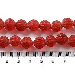 Red Handmade Nepalese Lampwork Beads, Pumpkin, Red, 10.5x9.5mm, Hole: 1.5mm, about 64pcs/strand, 25.79''(65.5cm)