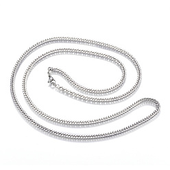 Stainless Steel Color Non-Tarnish 304 Stainless Steel Curb Chain Necklaces, with Lobster Claw Clasps, Stainless Steel Color, 29.5 inch(75cm), 3.5mm